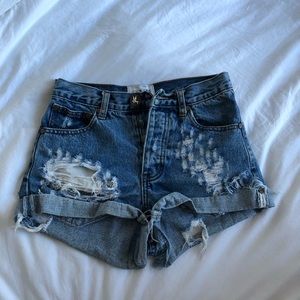 One Teaspoon high rise denim shorts Hawks 23